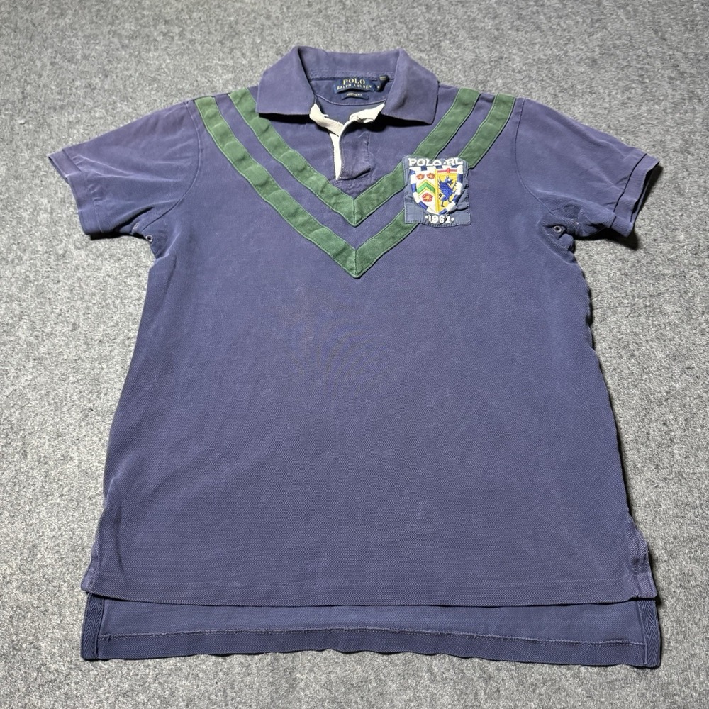 Polo Ralph Lauren Mens Rugby Short Sleeve Polo Shirt Size S Retro Grunge - Picture 2 of 10